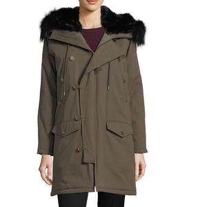 The Kooples Heavy Cotton parka raccoon fur hood
